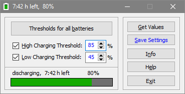 BatteryChargeManager - main screen